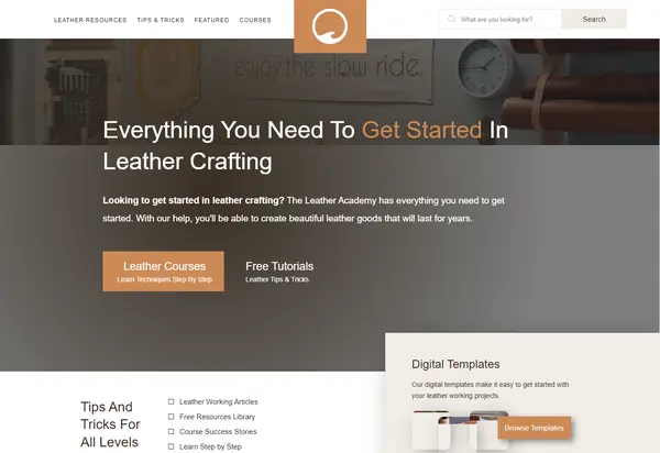 Leather crafting academy course site