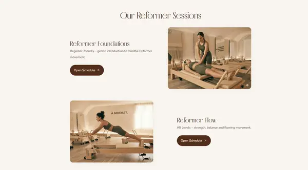 Studio Joy pilates booking site